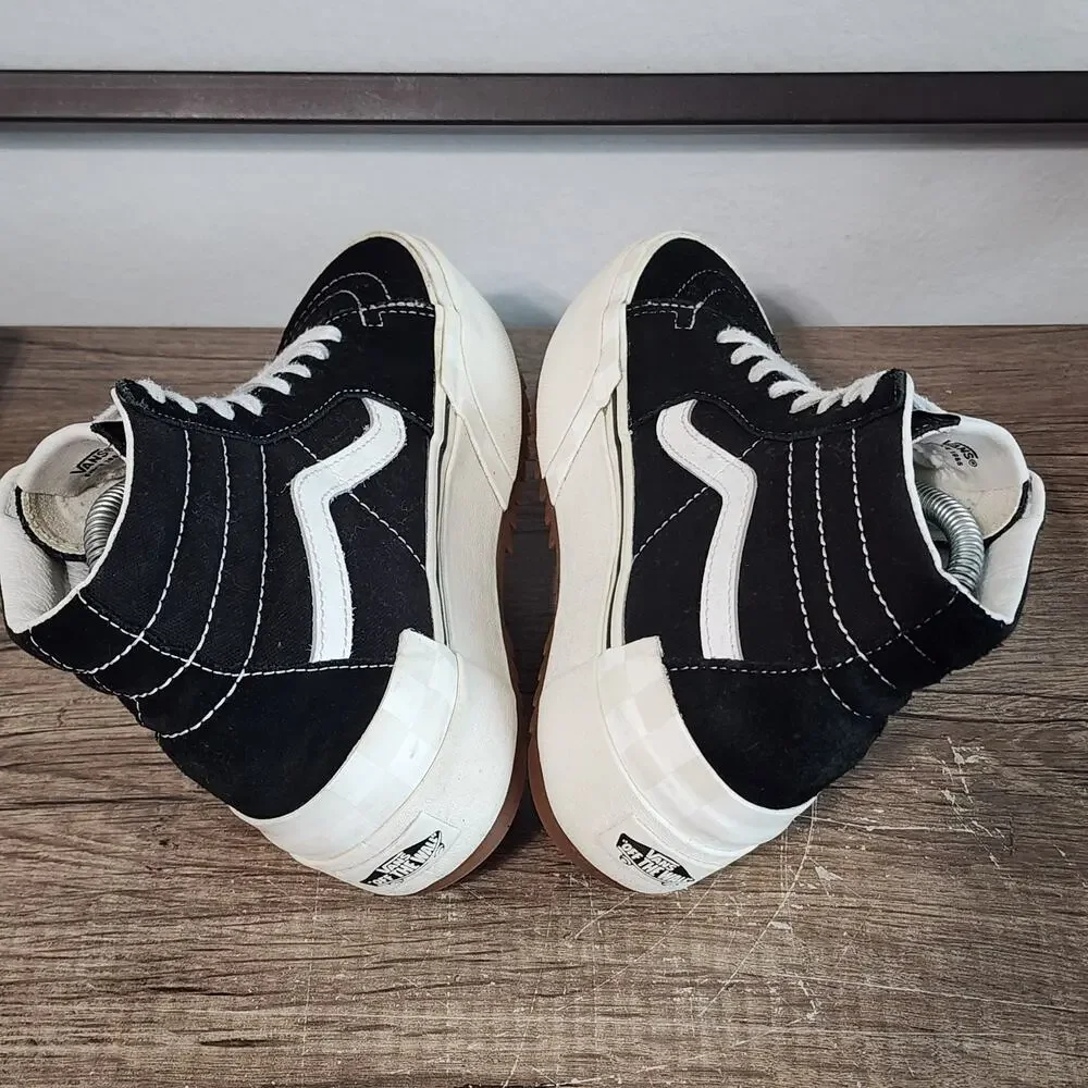 Vans Black and White Sk8-Hi Platform Sneakers - Picture 5 of 9